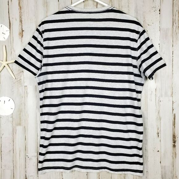 American Eagle Outfitters Striped V Neck Top Blue & Gray Large - Picture 2 of 10